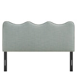 Athena Spa Blue Stripe Striped Fabric Upholstered King Size Headboard - Ornate Home