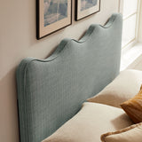 Athena Spa Blue Stripe Striped Fabric Upholstered King Size Headboard - Ornate Home