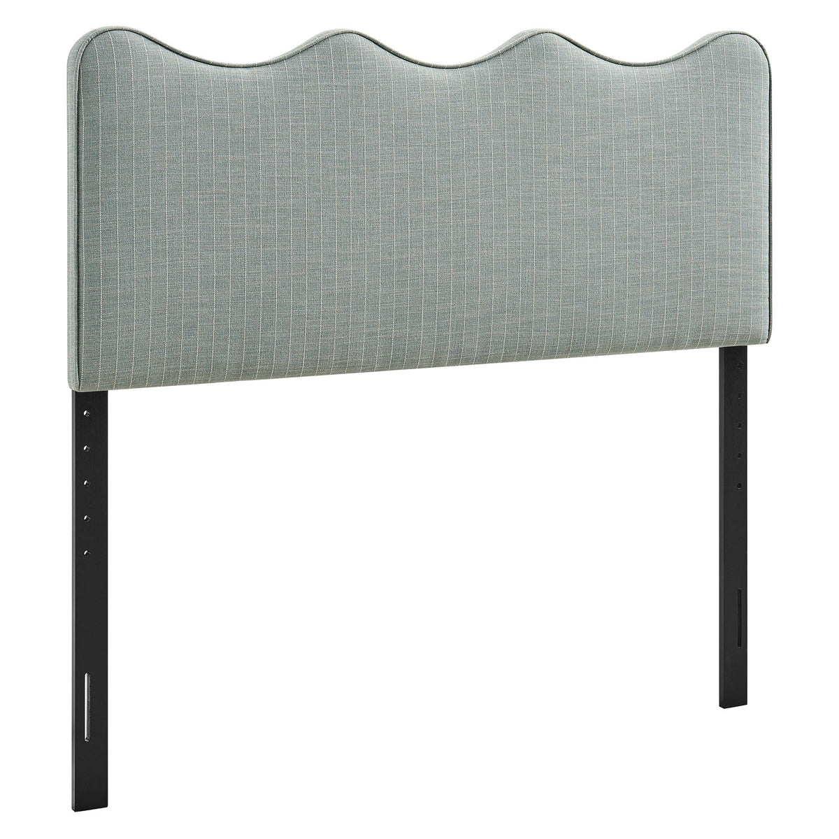 Athena Spa Blue Stripe Striped Fabric Upholstered Queen Size Headboard - Ornate Home