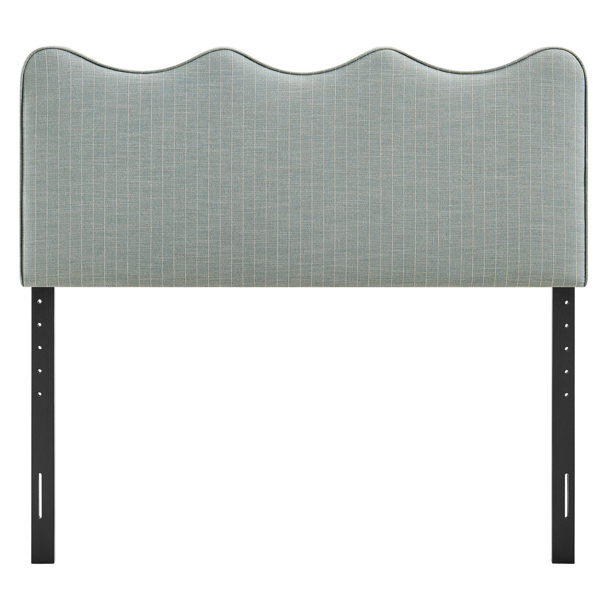 Athena Spa Blue Stripe Striped Fabric Upholstered Queen Size Headboard - Ornate Home