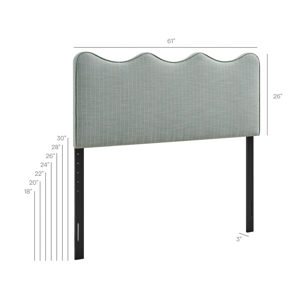 Athena Spa Blue Stripe Striped Fabric Upholstered Queen Size Headboard - Ornate Home