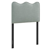 Athena Spa Blue Stripe Striped Fabric Upholstered Twin Size Headboard - Ornate Home