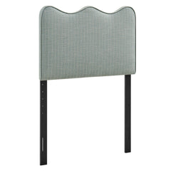 Athena Spa Blue Stripe Striped Fabric Upholstered Twin Size Headboard - Ornate Home
