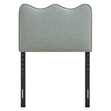 Athena Spa Blue Stripe Striped Fabric Upholstered Twin Size Headboard - Ornate Home