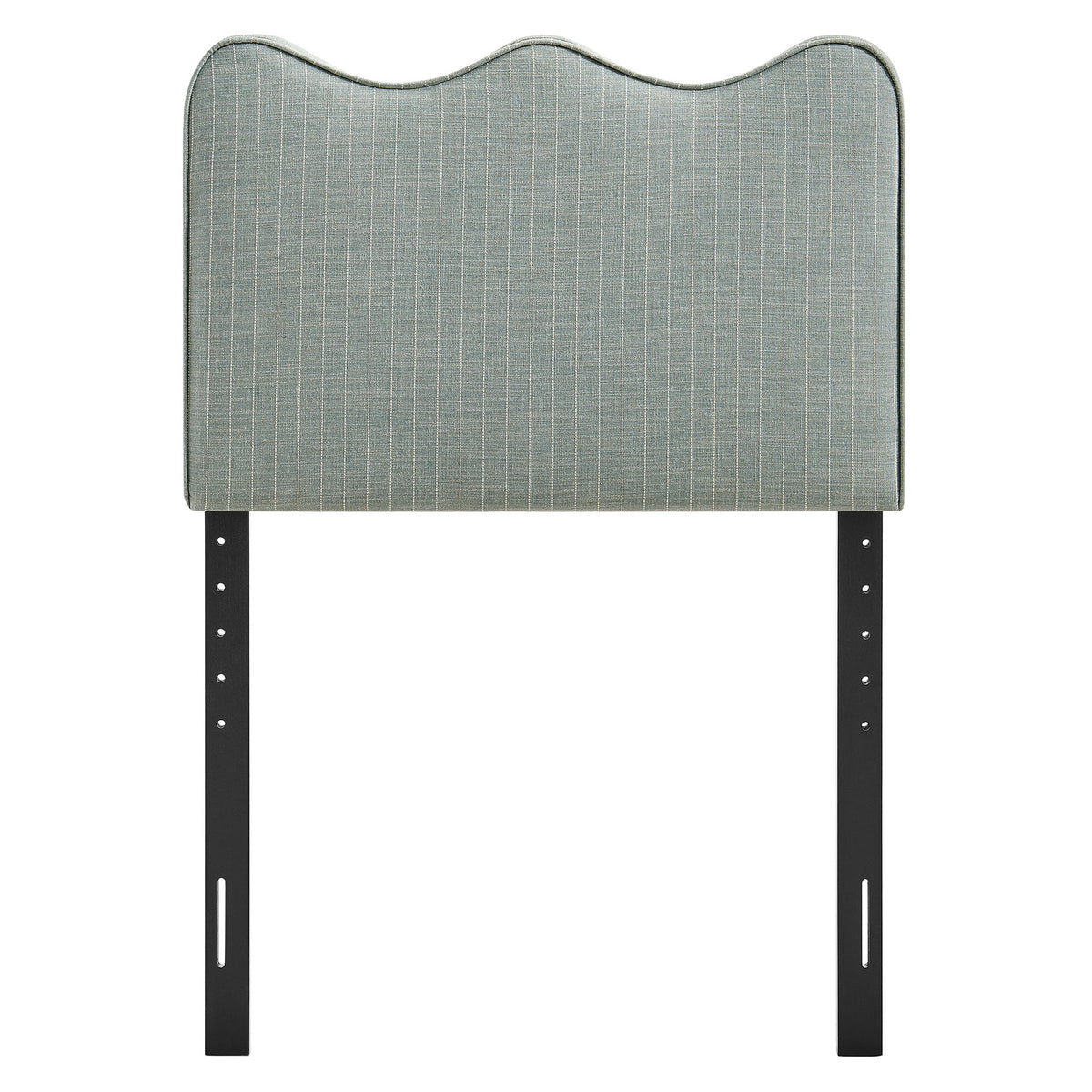 Athena Spa Blue Stripe Striped Fabric Upholstered Twin Size Headboard - Ornate Home