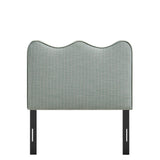Athena Spa Blue Stripe Striped Fabric Upholstered Twin Size Headboard - Ornate Home