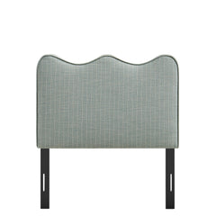 Athena Spa Blue Stripe Striped Fabric Upholstered Twin Size Headboard - Ornate Home