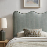 Athena Spa Blue Stripe Striped Fabric Upholstered Twin Size Headboard - Ornate Home