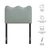 Athena Spa Blue Stripe Striped Fabric Upholstered Twin Size Headboard - Ornate Home