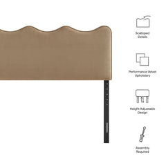 Athena Taupe Stain-Resistant Performance Velvet Full Size Headboard - Ornate Home