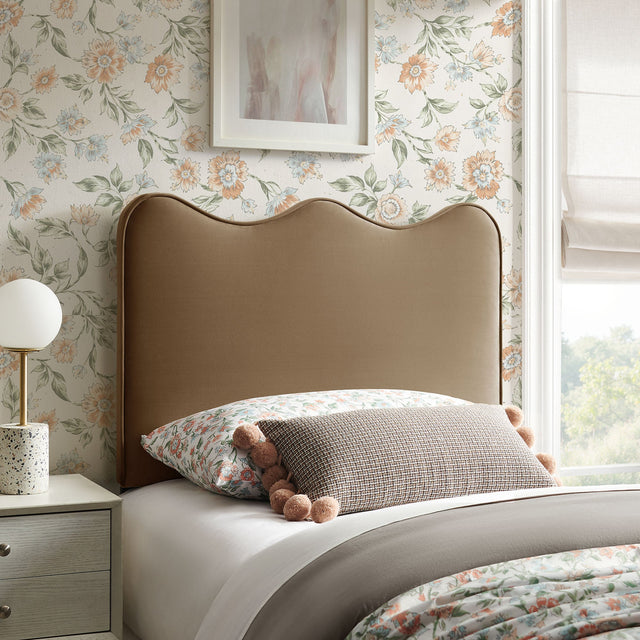 Athena Taupe Stain-Resistant Performance Velvet Twin Size Headboard - Ornate Home