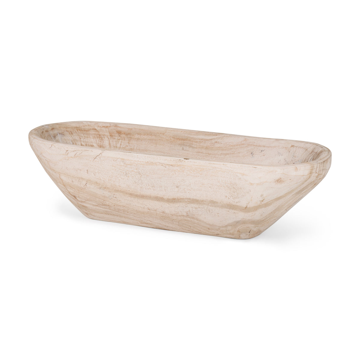 Athena White Extra Large Oblong Light-Wash Reclaimed Wood Bowl - Ornate Home