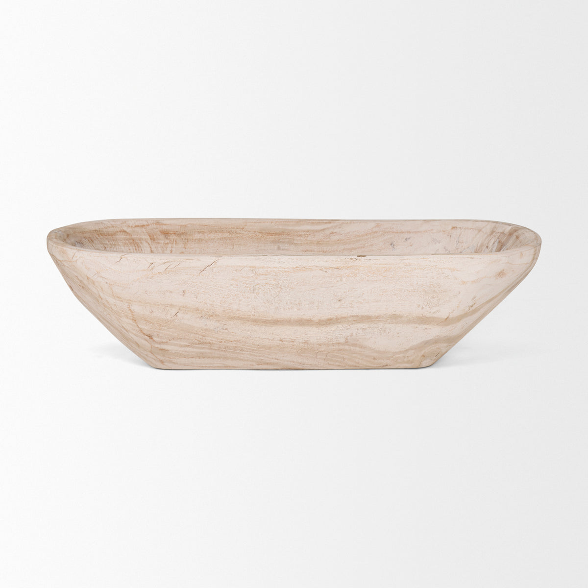Athena White Extra Large Oblong Light-Wash Reclaimed Wood Bowl - Ornate Home