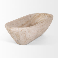 Athena White Extra Large Oblong Light-Wash Reclaimed Wood Bowl - Ornate Home
