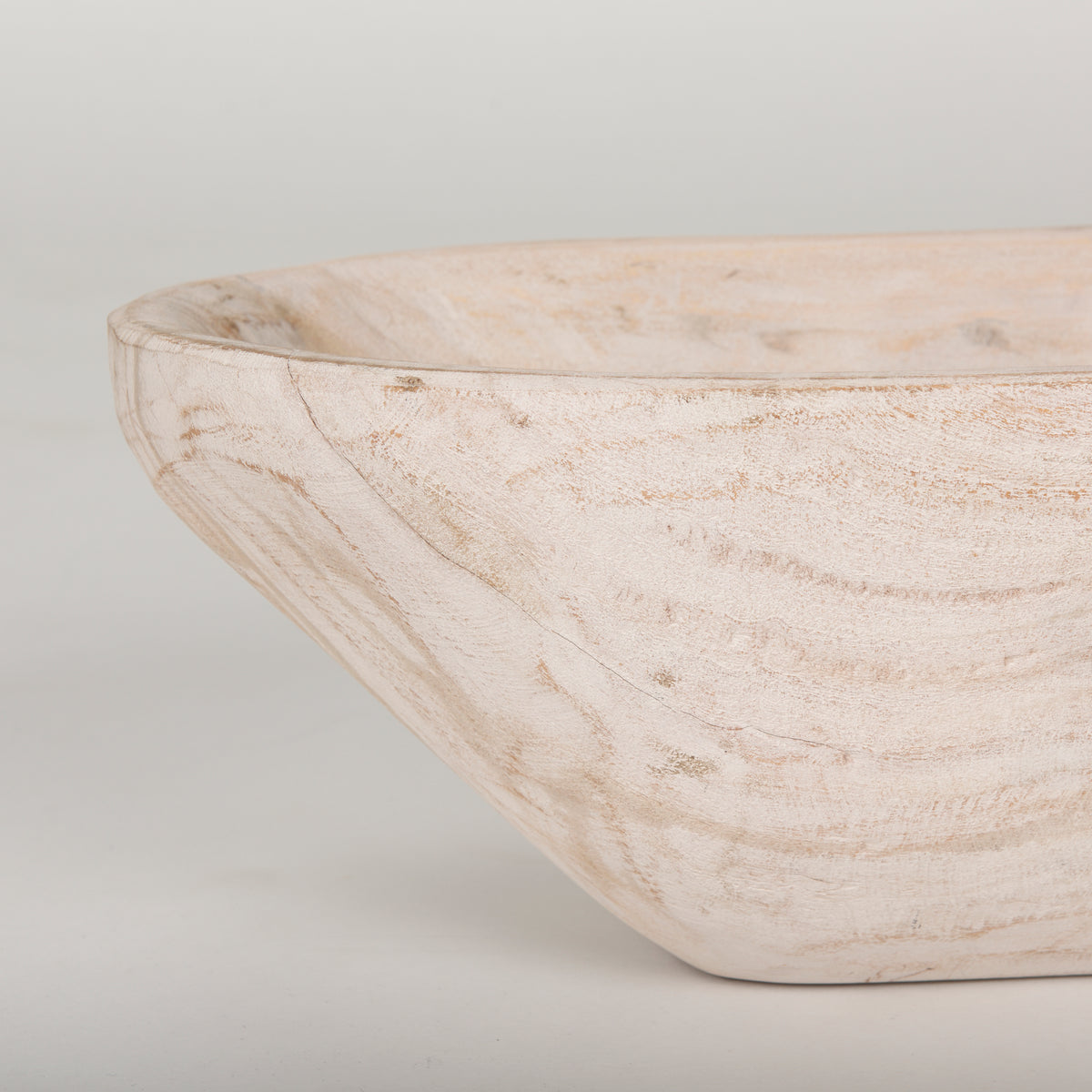 Athena White Extra Large Oblong Light-Wash Reclaimed Wood Bowl - Ornate Home