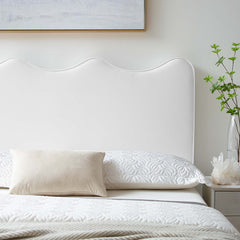 Athena White Performance Velvet Twin Headboard - Ornate Home
