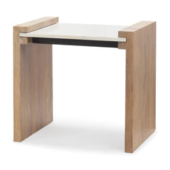 Athens Light Brown/White Wood Marble Accent Table - Ornate Home