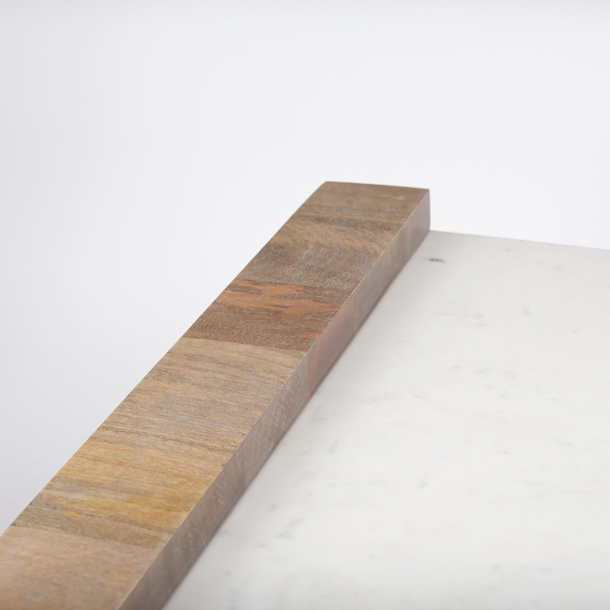 Athens Light Brown/White Wood Marble Accent Table - Ornate Home