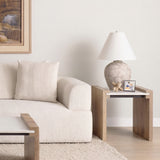 Athens Light Brown/White Wood Marble Accent Table - Ornate Home