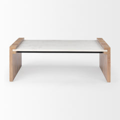 Athens Light Brown/White Wood and Marble Coffee Table - Ornate Home