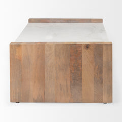 Athens Light Brown/White Wood and Marble Coffee Table - Ornate Home
