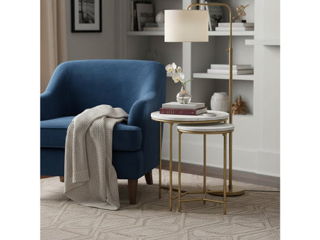 Athens White/Gold 2-Piece Nested End Tables - Ornate Home