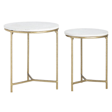 Athens White/Gold 2-Piece Nested End Tables - Ornate Home