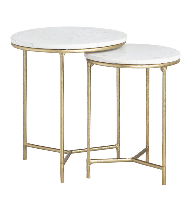 Athens White/Gold 2-Piece Nested End Tables - Ornate Home