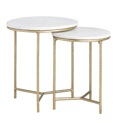 Athens White/Gold 2-Piece Nested End Tables - Ornate Home