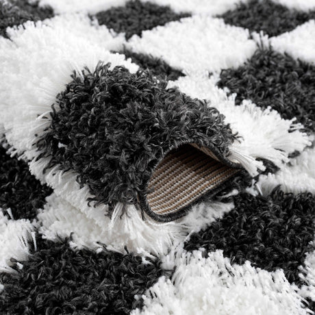Atira Black & White Checkered Area Rug - Ornate Home