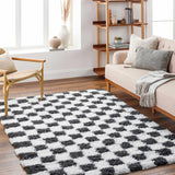 Atira Black & White Checkered Area Rug - Ornate Home
