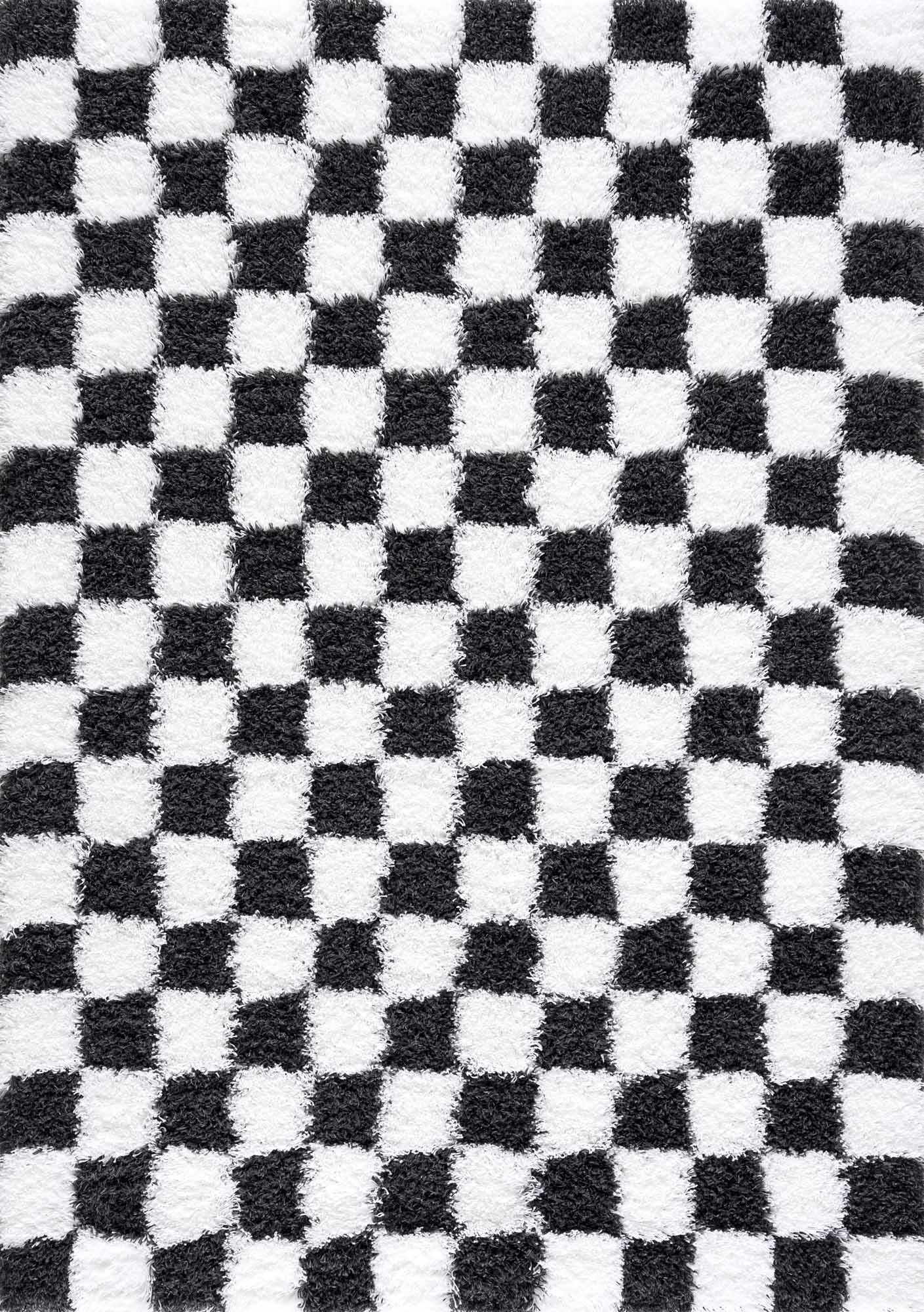 Atira Black & White Checkered Area Rug - Ornate Home