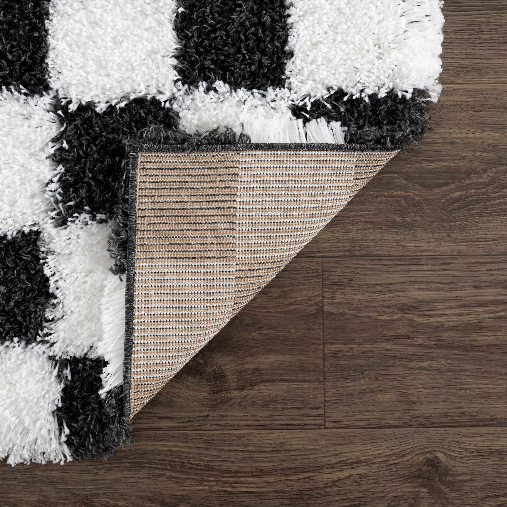 Atira Black & White Checkered Area Rug - Ornate Home