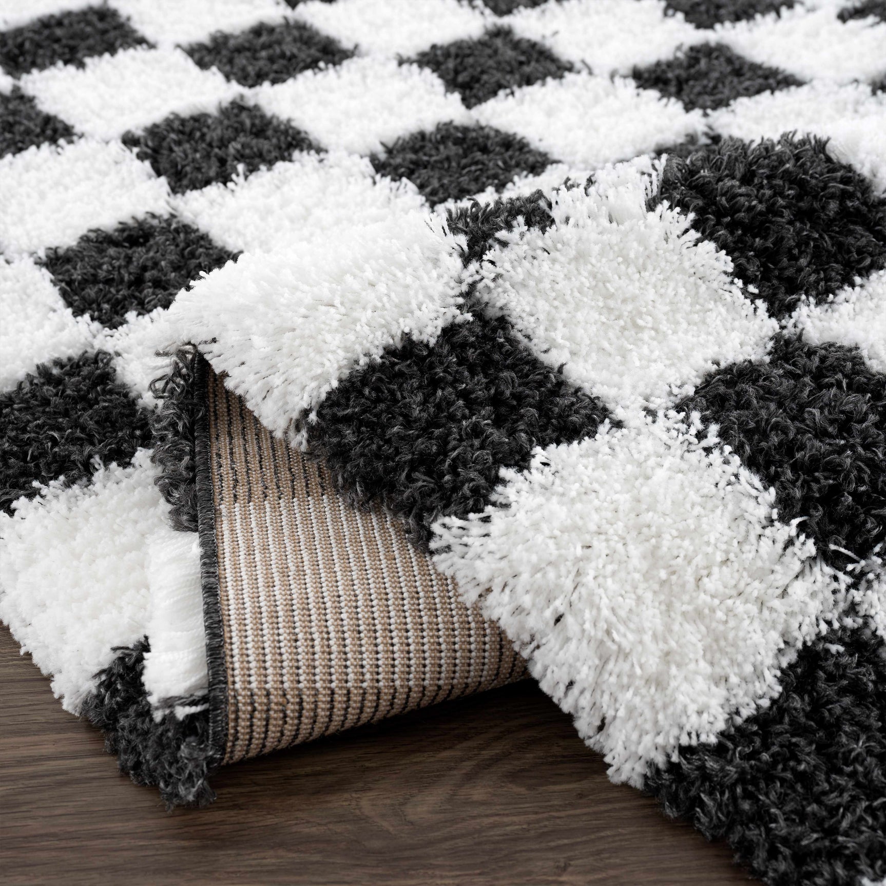 Atira Black & White Checkered Area Rug - Ornate Home