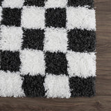 Atira Black & White Checkered Area Rug - Ornate Home