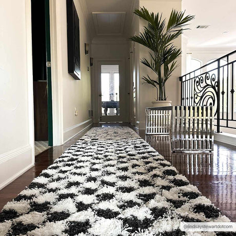 Atira Black & White Checkered Area Rug - Ornate Home