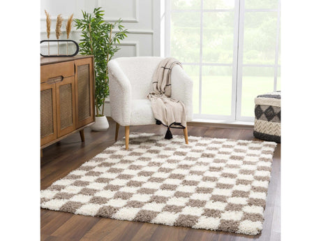 Atira Brown Checkered Area Rug - Ornate Home