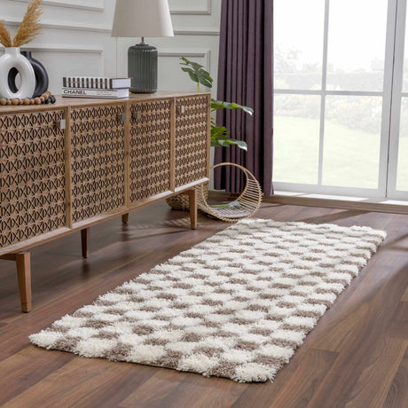 Atira Brown Checkered Area Rug - Ornate Home