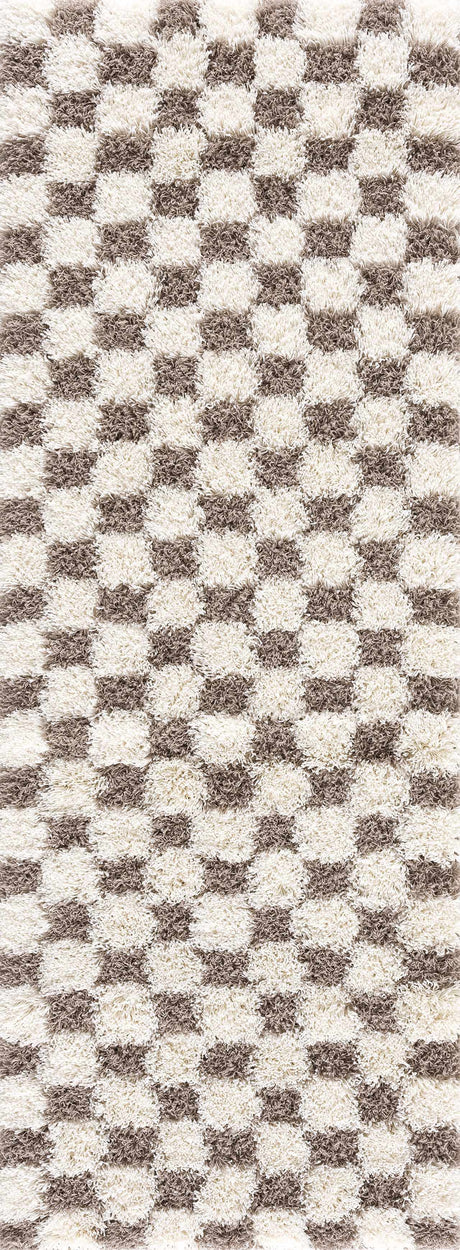 Atira Brown Checkered Area Rug - Ornate Home