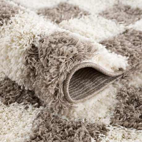 Atira Brown Checkered Area Rug - Ornate Home