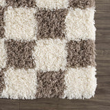 Atira Brown Checkered Area Rug - Ornate Home