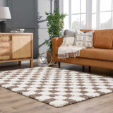 Atira Brown Checkered Area Rug - Ornate Home