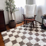 Atira Brown Checkered Area Rug - Ornate Home