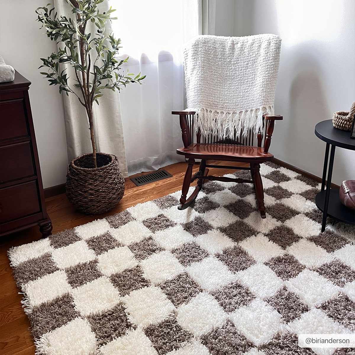 Atira Brown Checkered Area Rug - Ornate Home