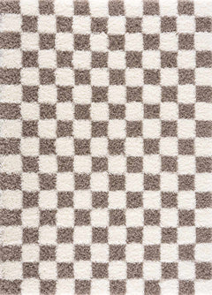 Atira Brown Checkered Area Rug - Ornate Home