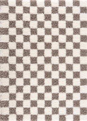 Atira Brown Checkered Area Rug - Ornate Home