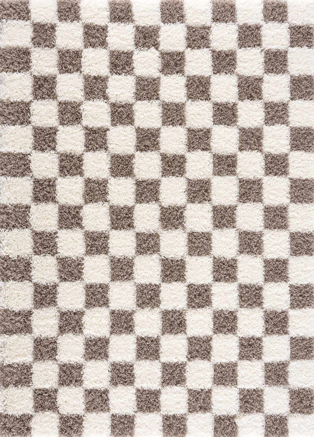 Atira Brown Checkered Area Rug - Ornate Home