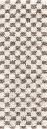 Atira Brown Checkered Area Rug - Ornate Home
