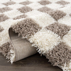 Atira Brown Checkered Area Rug - Ornate Home