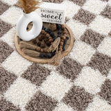 Atira Brown Checkered Area Rug - Ornate Home